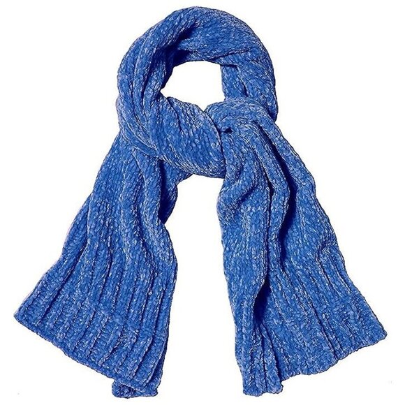 Lightweight Ultra Soft Chenille Ribbed Thick Scarf Sapphire Blue - Picture 1 of 7